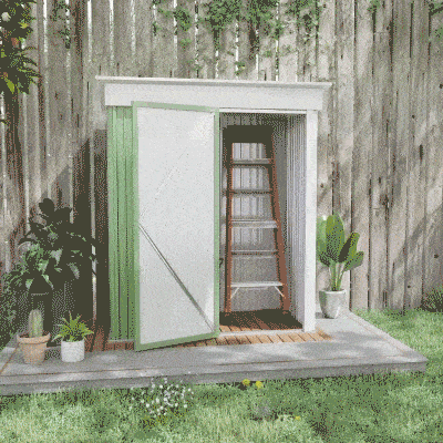 Outsunny Outdoor Storage Shed, Steel Lean-to Shed with Adjustable Shelf, Lock, Gloves, 5'x3'x6', Green