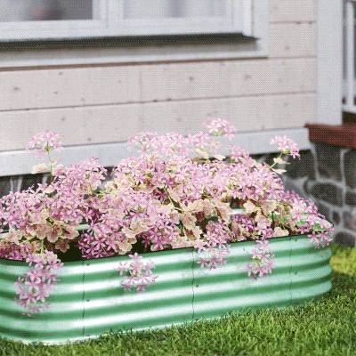 Outsunny 4.9 x 2 x 1ft Galvanized Raised Garden Bed Kit, Metal Planter Box with Safety Edging, Green
