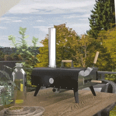 Outsunny Outdoor Pizza Oven, 12" Stone, Wood Fired, Cover