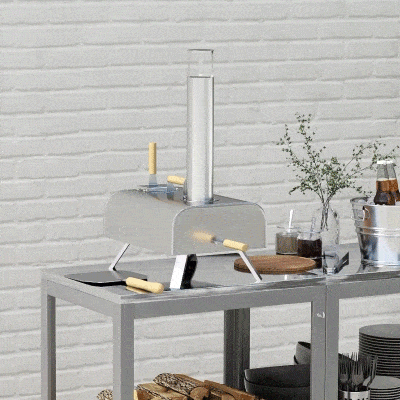 Outsunny Outdoor Pizza Oven, Portable Wood Pellet Pizza Oven with Pizza Stone and Peel, Foldable Legs, Chimney