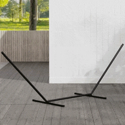 Outsunny 11.8'L Hammock Stand Extra Long Heavy Duty Straight Pole Day Bed Swing Metal Frame Simple Set Up Garden Outdoor Camping Picnic Use, Fits 10.8'-11.8' Hammocks, Black
