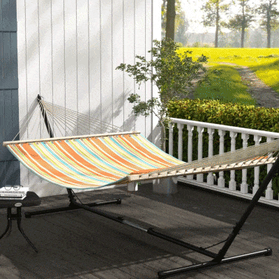 Outsunny Adjustable Hammock Stand, Fits 10-13 ft Hammocks Up to 264lbs Capacity,Black