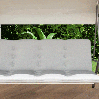 Outsunny 3-Seat Patio Swing Chair, Outdoor Porch Swing Glider with Adjustable Canopy, Light Grey