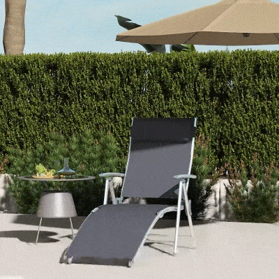 Outsunny Heavy-duty Adjustable Folding Reclining Chair Outdoor Sun Lounger Patio Chaise Lounge Garden Beach Gravity Lounge with Pillow, 7 Adjustable Backrest Positions, Grey