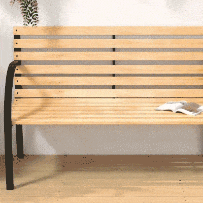 Outsunny 48"L Garden Bench Outdoor Patio 2-Person Wooden Seat Chair Park Loveseat  Yard Furniture w/ Steel Frame