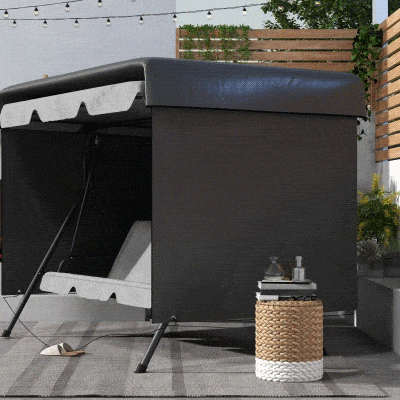 Outsunny 3-Seater Patio Swing Cover, Outdoor Garden Furniture Protection Hammock Glider Cover, Waterproof Dustproof Windproof, 85" x 61" x 59", Dark Grey