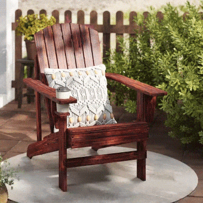 Outsunny Classic Adirondack Chair Muskoka Chair, Garden Deck Chair with Cup Holder for Patio, Indoor, Backyard, Brown