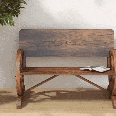 Outsunny Wooden Wagon Wheel Bench Rustic Design 2 Seater Garden Outdoor Chair High Back Loveseat