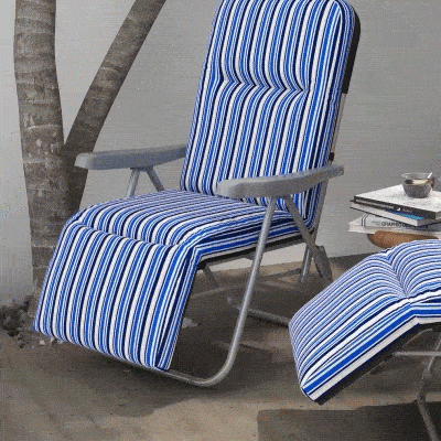Outsunny Set of 2 Garden Sun Lounger, Outdoor Reclining Seat Cushioned Seat, Foldable Adjustable Recliner, Grey and Blue