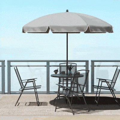 Outsunny 6-Piece Patio Dining Set for 4 with Umbrella, Gray
