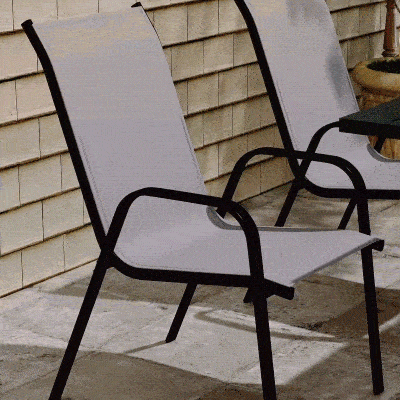 Outsunny Set of 4 Outdoor Dining Chairs, Heavy Duty Stackable Patio Dining Set with Armrests for Balcony Garden, Dark Grey