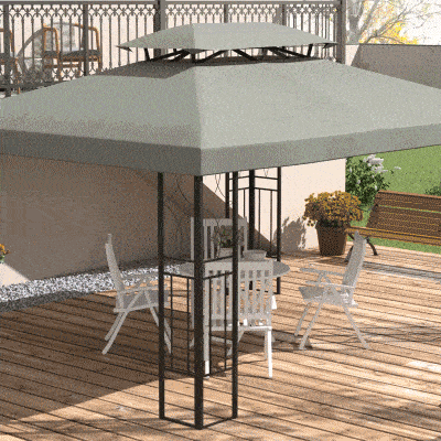 Outsunny 13' x 10' Gazebo Cover, Gazebo Replacement Canopy with 2 Tier Top for Garden, Patio, Outdoor, Beige