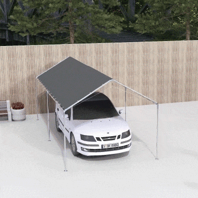 Outsunny 10'x20' Carport Heavy Duty Galvanized Car Canopy with Included Anchor Kit, 3 Reinforced Steel Cables, Grey