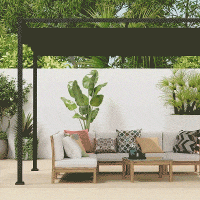 Outsunny Pergola Shade 10x7 Patio Canopy, Elegant Modern Outdoor Shelter for Home Yard, Black