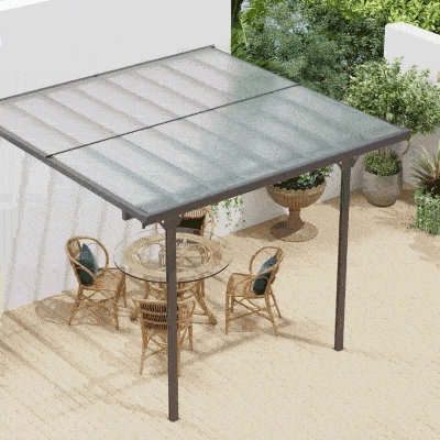 Outsunny 10' x 10' Outdoor Hardtop Pergola Gazebo with Adjustable Height, Aluminum Pergola with Polycarbonate Roof, UV Protection, Grey