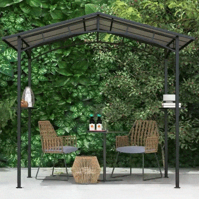 Outsunny 8' x 5' Hardtop Grill Gazebo Aluminium BBQ Canopy Gazebo Outdoor Canopy with Side Shelves