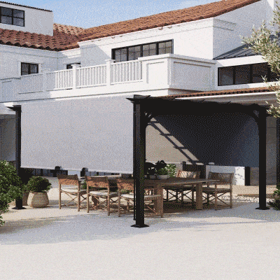 Outsunny 10' x 10' Outdoor Pergola Patio Gazebo Canopy Sun Shelter, Steel Frame, Grey