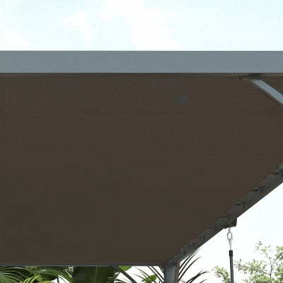 Outsunny 12.8' x 9.7' Outdoor Pergola with Retractable Roof, Aluminium Louvered Pergola Canopy Gazebo for Lawn Garden Patio, Grey
