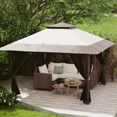 Outsunny 13' x 13' Pop Up Gazebo Tent, Beige