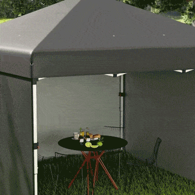 Outsunny 10' x 10' Pop Up Canopy with Sidewalls, Roller Bag, Height Adjustable Instant Tent for Outdoor, Garden, Patio, Dark Grey
