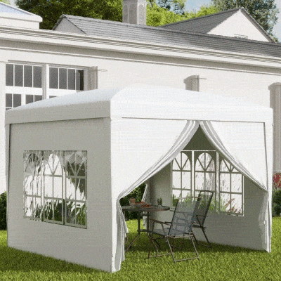Outsunny 9.7' x 9.7' Outdoor Pop Up Party Tent Wedding Gazebo Canopy with Carrying Bag (White)