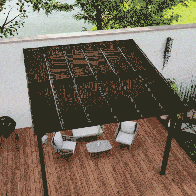 Outsunny 10' x 10' Hardtop Gazebo Wall-Mounted / Free Standing Outdoor Pergola with UPF 50+ & Waterproof Polycarbonate Roof