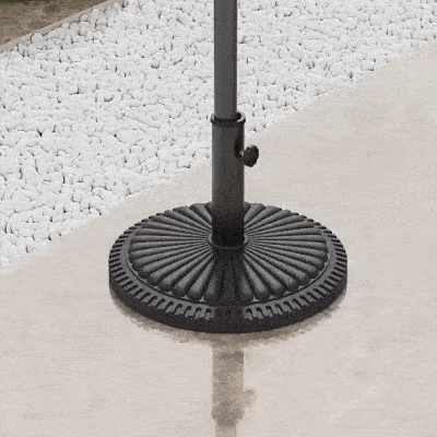 Outsunny Patio Umbrella Base Stand, Round Cement Parasol Holder for Outdoor, Patio, Garden, Beach, Fits Φ1.4", Φ1.5" and Φ 2" Pole, Black