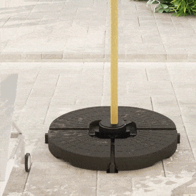 Outsunny 4-Piece Cantilever Offset Patio Umbrella Circular Base Stand w/Carry Handles, Water & Sand Filled