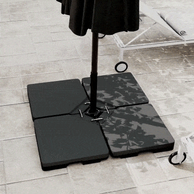 Outsunny Set of 4 Parasol Base Stand Weights for Banana Hanging Cantilever Umbrella, Can Be Filled with Sand or Water, Black