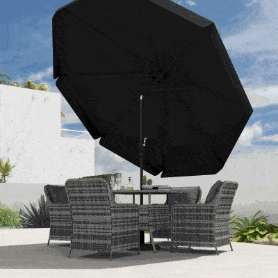 Outsunny 8.5 ft Outdoor Market Table Umbrella, Round Patio Umbrella with Tilt and Crank for Garden, Backyard, Deck, Black
