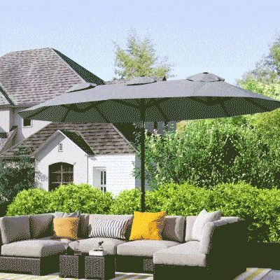 Outsunny 9.5' Double-sided Patio Umbrella, Gray