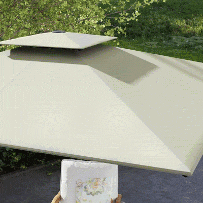 Outsunny Square Cantilever Patio Umbrella, Double Top Patio Hanging Offset Umbrella with Crank & Tilt, 8' x 9', Light Grey
