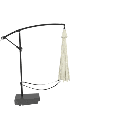 Outsunny 10FT Cantilever Umbrella with Fillable Base, Wind Strap and Cover, Offset Hanging Umbrella with Crank, Cream White