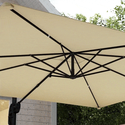 Outsunny 10 FT Cantilever Patio Umbrella, Square Patio Umbrella with Crank Handle, Cross Base and Tilt, 360° Rotation