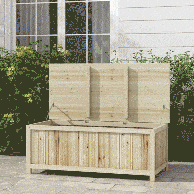 Outsunny Wooden Outdoor Storage Bench, 45.5 Gallon Patio Box