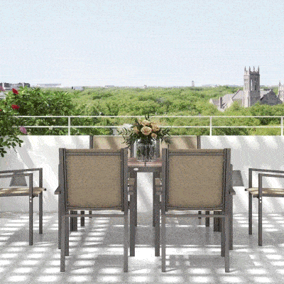 Outsunny 7 Piece Outdoor Dining Set with Rectangular Table and 6 Stackable Chairs, for Backyard, Lawn, Deck, Balcony, Pool Side