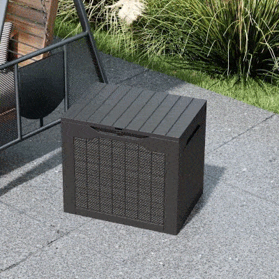 Outsunny 30 Gallon Deck Box, Resin Outdoor Storage Box with Handles, Waterproof and UV Resistant Storage Container