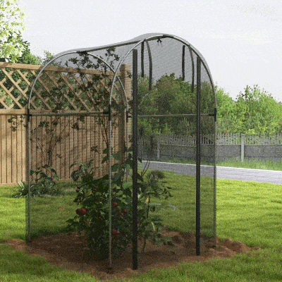 Outsunny Galvanized Steel Crop Cage, Plant Protection Tent with Zippered Door, 4' x 4', Black