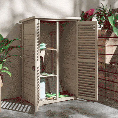 Outsunny 30" x 20" x 47" Wooden Garden Shed, Outdoor Storage Shed with Waterproof Asphalt Roof, Shelves, Natural