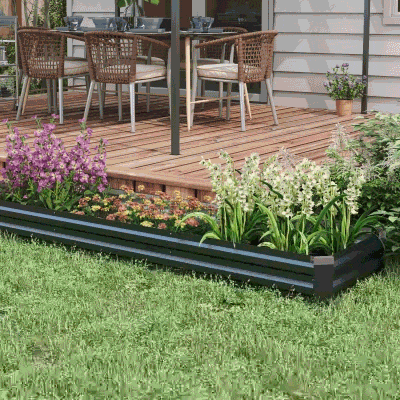 Outsunny 8'x2'x1' Galvanized Raised Bed, Large Elevated Planter Box for Growing Flowers, Herbs and Vegetables, Dark Grey