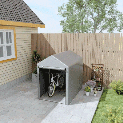 Outsunny 4 x 6ft Outdoor Storage Shed Tent, Portable Shed with Roll-up Door for Motorcycle, Bike, Garden Tools