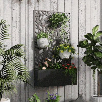 Garden Bed with Privacy Panel 24" L x 9.1" W x 44.5" H Black