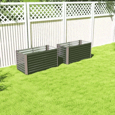 Outsunny Set of 2 Galvanized Metal Planters for Outdoor Plants, 4' x 2' x 2' Raised Garden Bed, Dark Grey