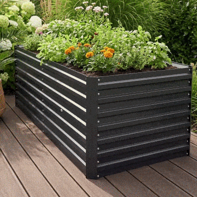 Outsunny Galvanized Raised Garden Bed, Outdoor Planter Box for Vegetables, Flowers, Herbs, 5' x 3' x 2', Black