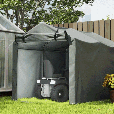 Outsunny Outdoor Storage Shed, UV Resistant Bike Tent with Roll-up Zipper Door, Portable Shed for Bike, Motorcycle, Dark Grey