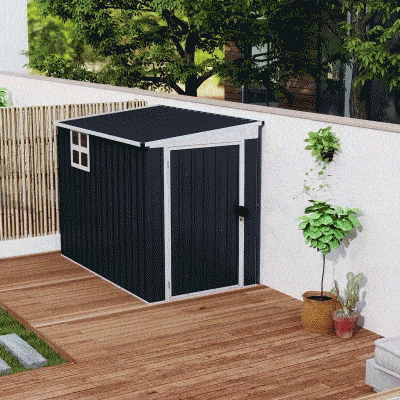 Outsunny 4' x 8' Outdoor Storage Shed, Metal Garden Shed with Window, 2 Vents and Lockable Door for Backyard, Garden, Patio