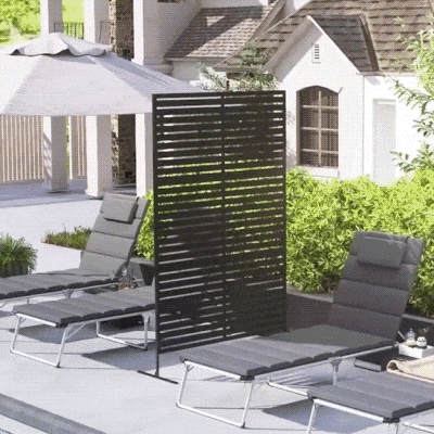 Outsunny Decorative Outdoor Privacy Panel, Freestanding Metal Outdoor Divider with Stand for Garden, Backyard, Deck, Pool, Black