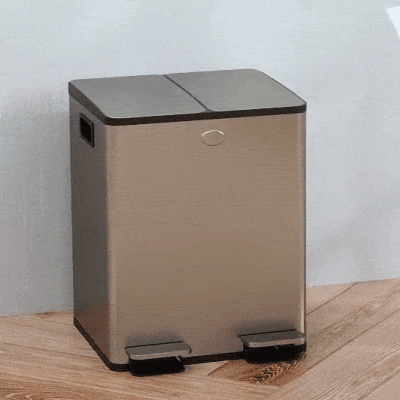 HOMCOM 2 x 5 Gallon Stainless Steel Trash Can with Pedals, Silver