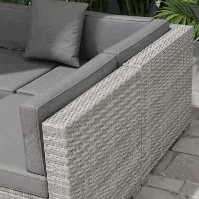 Outsunny 7 Pieces Patio Furniture Set, Rattan Conversation Set Garden Wicker Sofa Set with Washable Cushions and Coffee Table, Grey