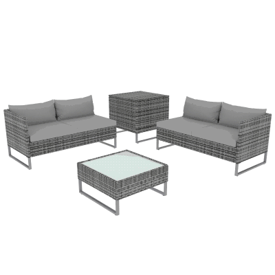 Outsunny 4 Piece Patio Furniture Set with Coffee Table and Corner Table for Backyard, Porch, Poolside, Balcony, Garden